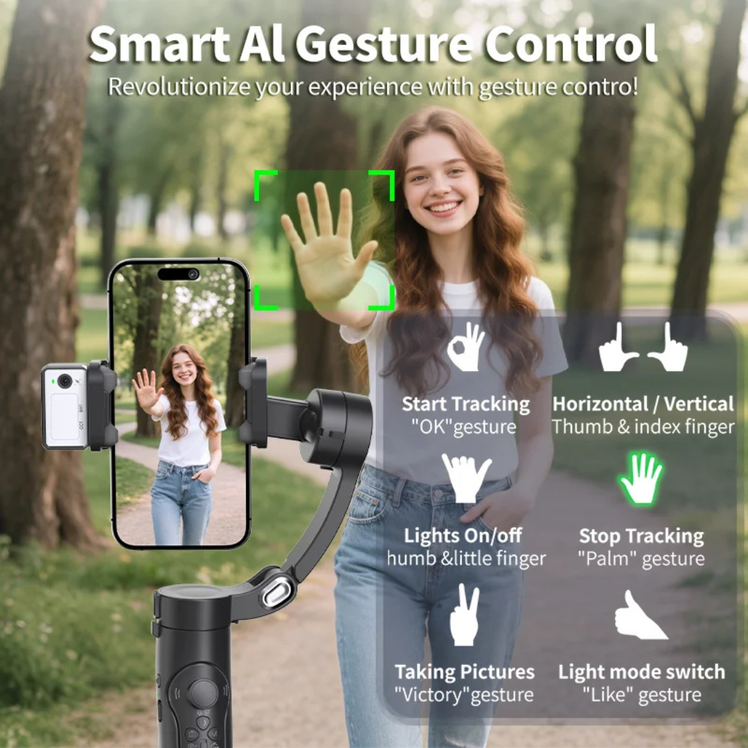 Smartphone Gimbal Stabilizer 3-Axis Tracking with Gesture Control