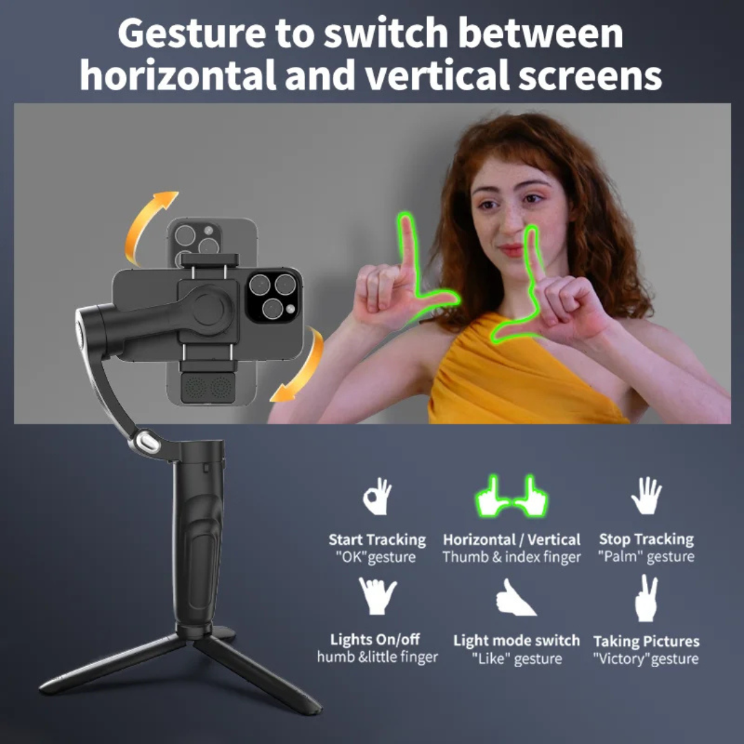 Smartphone Gimbal Stabilizer 3-Axis Tracking with Gesture Control