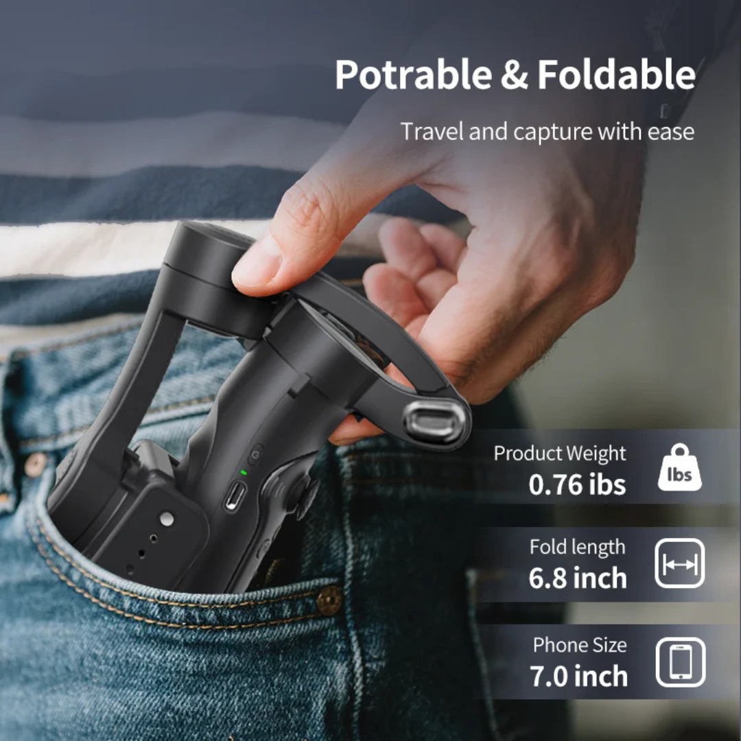 Smartphone Gimbal Stabilizer 3-Axis Tracking with Gesture Control