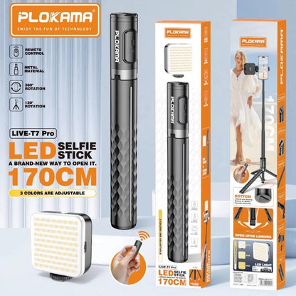 Plokama LIVE-T7 Pro 170cm LED Selfie Stick Tripod
