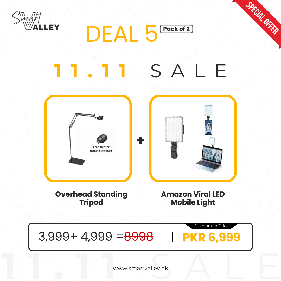 Deal 5 (Overhead Standing Tripod+Amazon Viral LED Mobile Light)