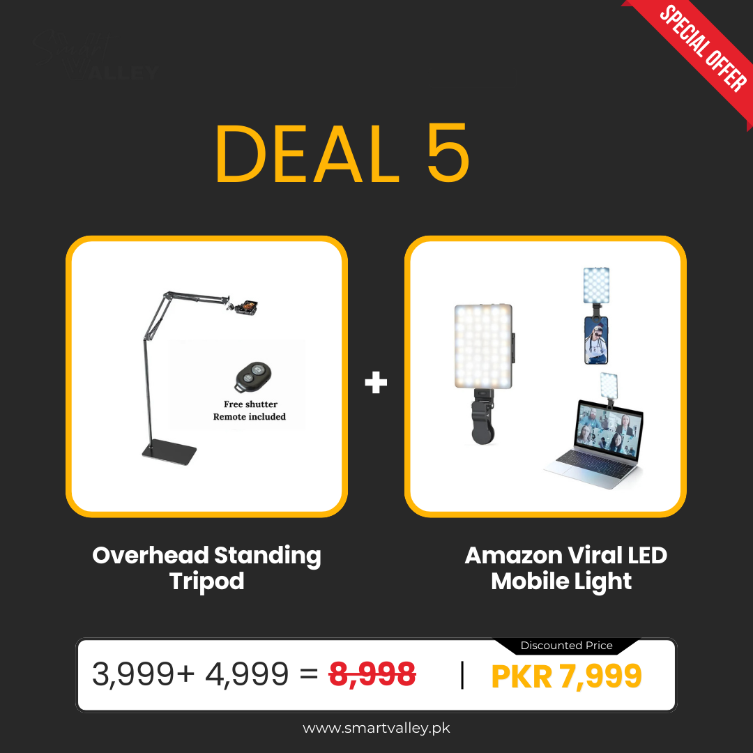 Deal 5 (Overhead Standing Tripod+Amazon Viral LED Mobile Light)