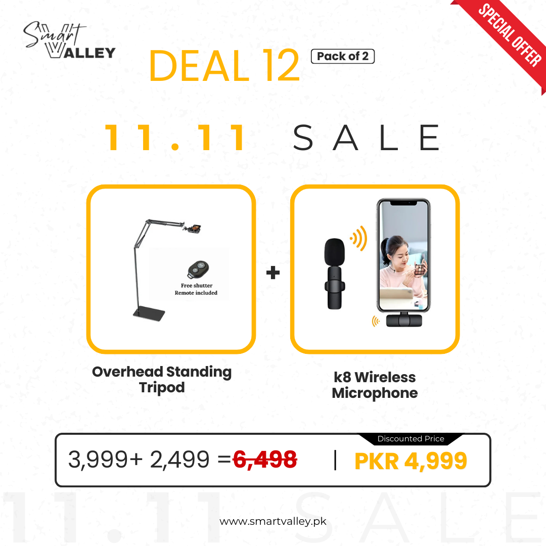 Deal 12 (Overhead Standing Tripod+k8 Wireless Microphone)