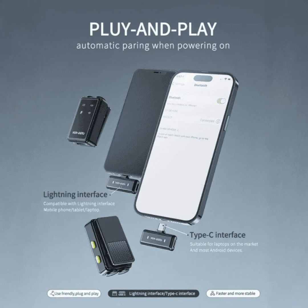 Professional Wireless Lavalier Mic Type-C