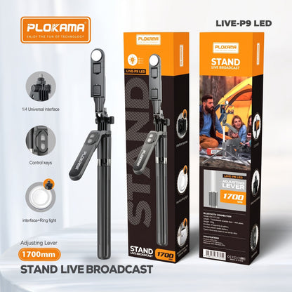 Selfie Stick Tripod with Remote Control & LED Light