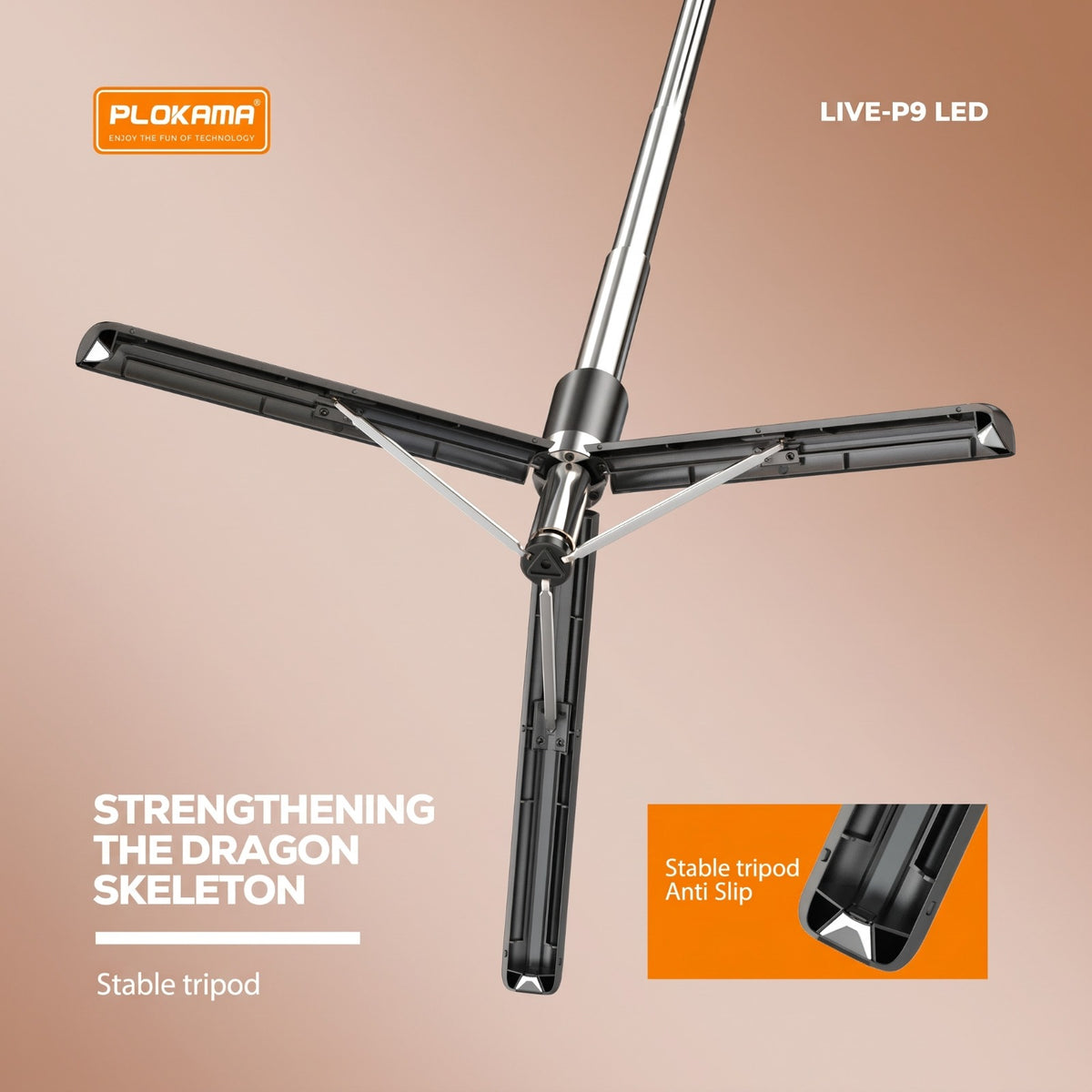 Selfie Stick Tripod with Remote Control & LED Light