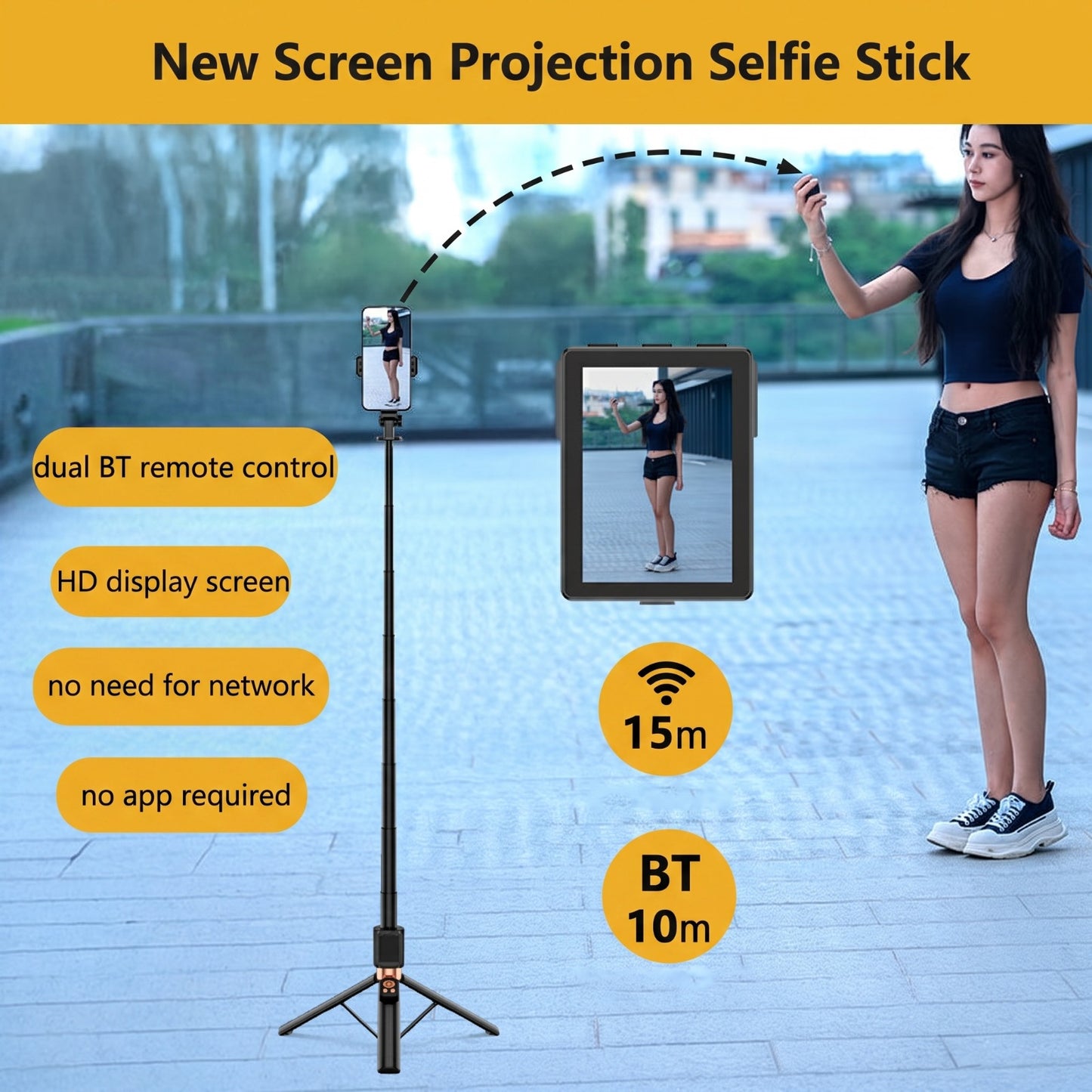 9in1 Selfie Stick with Mobile Phone Screen Projection