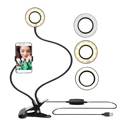 2 in 1 Led Selfie Ring Light with Phone Holder Desk Lamp Lazy Bracket Tabletop Stand 360' Flexible