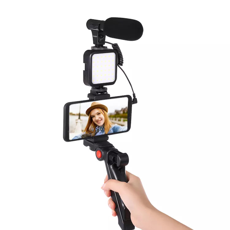 High Quality Video Vlogging Kit with Microphone | LED Fill Light | Tripod Stand | Bluetooth Remote