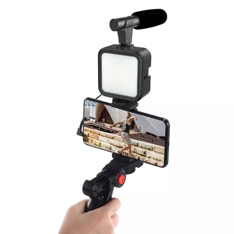 High Quality Video Vlogging Kit with Microphone | LED Fill Light | Tripod Stand | Bluetooth Remote