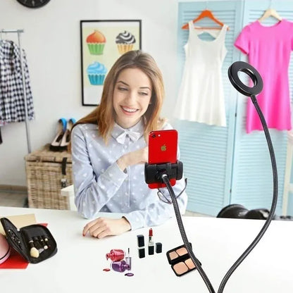 2 in 1 Led Selfie Ring Light with Phone Holder Desk Lamp Lazy Bracket Tabletop Stand 360' Flexible